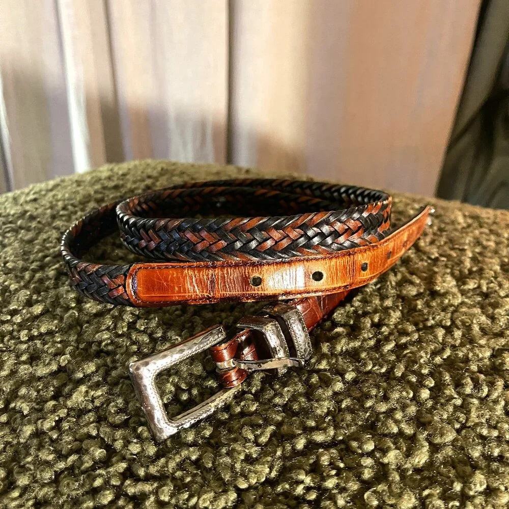 Braided brown/black with silver clasp - size 36